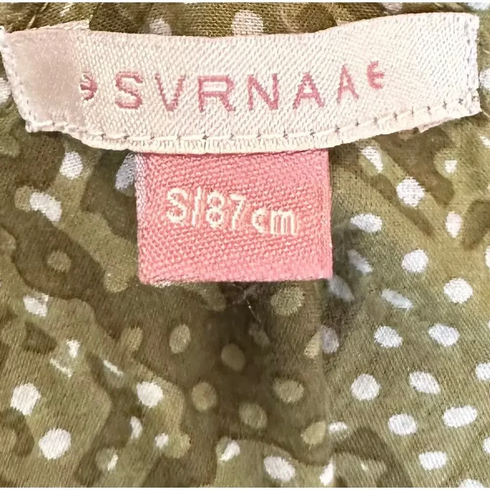 Svrnaa Anthropologie Printed Fit & Flare Dress Olive Green Size S - Picture 12 of 13